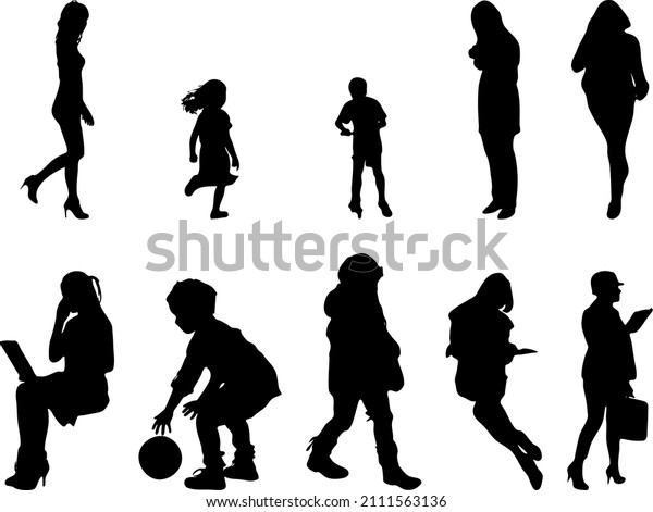 Outline Silhouettes People Contour Drawing People Stock Vector (Royalty ...