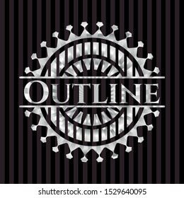 Outline silver shiny badge. Vector Illustration. Mosaic.