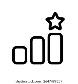 Outline Simple Bar Chart with Star Symbol Business Icon