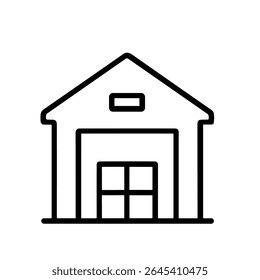 Contorno Simples Barn Construção Estrutura Farmhouse Ícone Ilustração