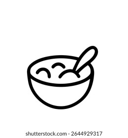 Outline Simple Bowl of Soup or Cereal Line Art Icon