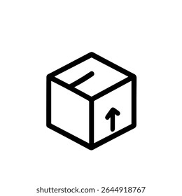 Outline Simple Box with Arrow Delivery Service and Package Icon