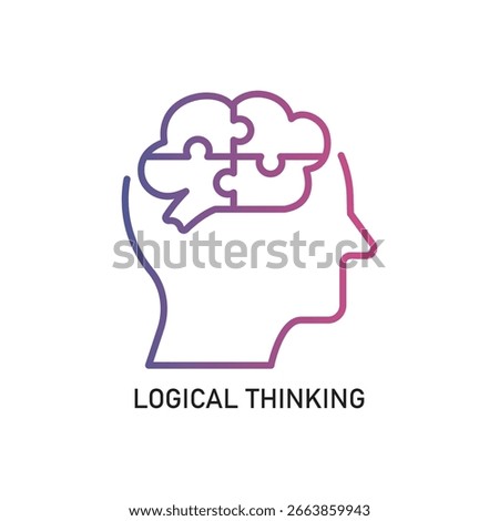 Outline Simple Brain Puzzle Piece Mind Thinking Concept Illustration