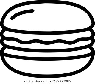 Outline Simple Burger Sandwich Food Icon Illustration Design