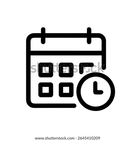 Outline Simple Calendar with Clock Symbol Appointment Date Icon