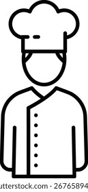 Contorno simples Chef com Uniforme e Hat Line Art Ilustração Ícone
