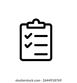 Outline Simple Clipboard Checklist Task Management Line Style Icon