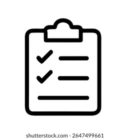 Gráfico do Ícone da Arte de Linha da Tarefa da Lista de Verificação da Área de Transferência Simples de Tópicos