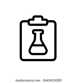 Outline Simple Clipboard Flask Chemical Experiment Tool Science Icon