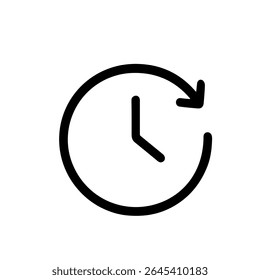 Outline Simple Clock Time Rotation Hourglass Minimalist Line Art Icon