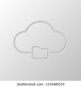outline simple cloud and folder. linear symbol with thin outline. Paper design. Cutted symbol. Pitted style
