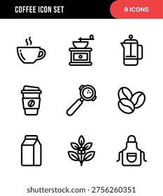 Outline Simple Coffee and Beverage Icon Set Cafe Related
