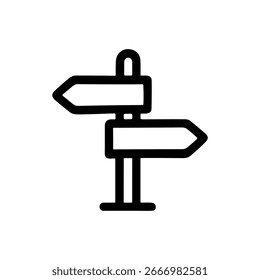 Outline Simple Direction Signpost with Arrow Shape Information Route Location Icon