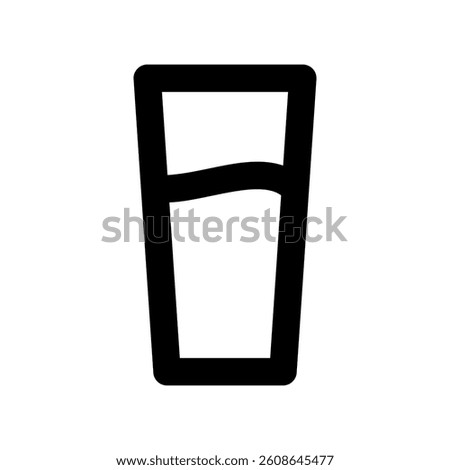 Outline simple drinking glass half full liquid beverage hydration thirst quenching clearly visible