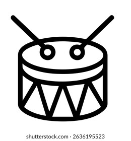 Outline Simple Drum Musical Instrument With Stick Line Art Icon