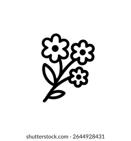 Outline Simple Floral Flower Bouquet Blossom Spring Nature Icon Graphic