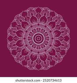 Outline simple flower mandala template on coloring background. Islamic and religion mandala pattern. 