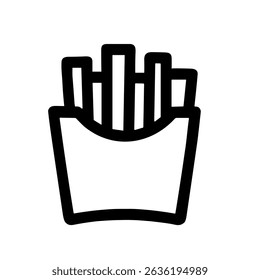 Outline Simple French Fries Fast Food Restaurant Menu Line Icon