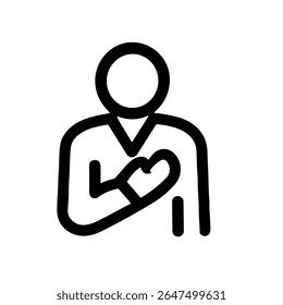 Outline Simple Handdrawn Loyalty Man with Hand on Chest Symbol Icon