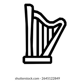 Contorno Simples Harp Stringed Instrument Celtic Medieval Musical Tool Ícone