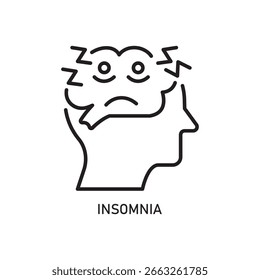 Outline Simple Head Brainstorming Stress Line Art Style Icon Symbol