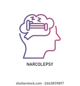 Outline Simple Head with Sleep Concept Inside Brain Line Art Illustration