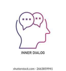 Umriss Einfache menschliche Kopf Kommunikation Chat Bubble Mind Symbol