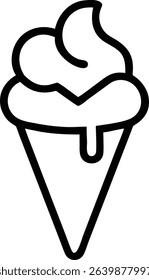 Outline Simple Ice Cream Cone Dessert Icon Illustration