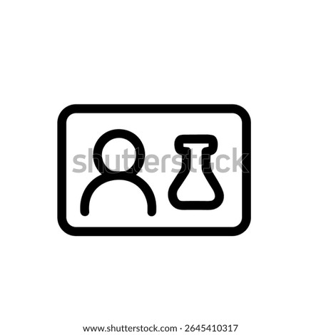 Outline Simple Identification Card with Laboratory Flask Icon Symbol