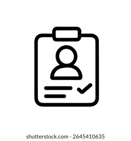 Outline Simple Identity Card Checkmark Verification Badge User Profile Icon