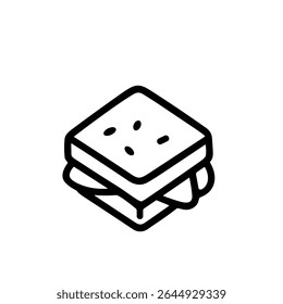 Outline Simple Isolated Sandwich Toast Delicious Food Meal Line Drawing