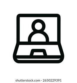 Outline Simple Laptop with Person Inside Screen Element Icon