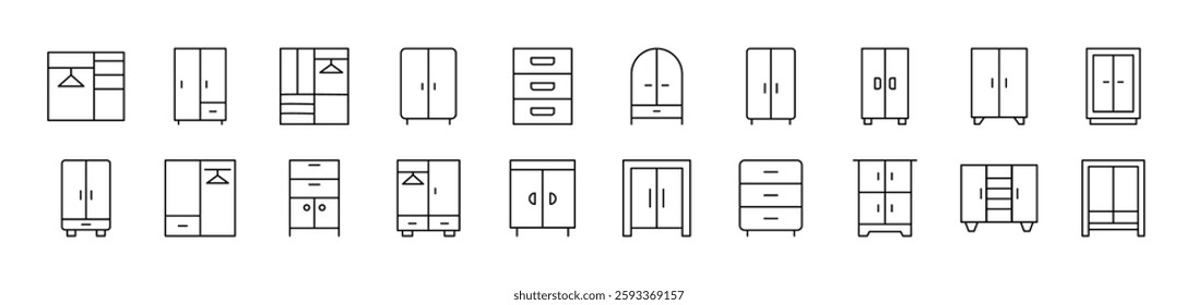 Outline Simple Linear Image Collection. Editable Stroke. Suitable for Web Sites, Books, Cards, Apps 
