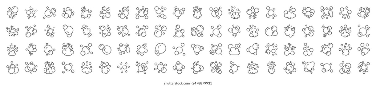 Esbozar signos lineales simples de burbujas y espuma para anuncios. Adecuado para libros, tiendas, tiendas. Trazo editable en estilo de contorno minimalista. Símbolo de diseño 