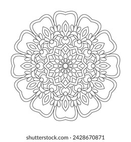 Outline Simple Mandala for Coloring Book Design