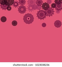 Outline Simple Mandalas. Ethnic Pattern for Card, Banner, Poster. Aztec or Mexican Medallions on Black Background. Cute Tribal Motif in Bright Colors