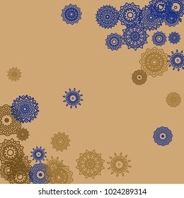 Outline Simple Mandalas. Ethnic Pattern for Card, Banner, Poster. Aztec or Mexican Medallions on Black Background. Cute Tribal Motif in Bright Colors