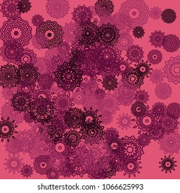 Outline Simple Mandalas. Ethnic Pattern for Card, Banner, Poster. Aztec or Mexican Medallions on Black Background. Cute Tribal Motif in Bright Colors