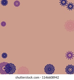 Outline Simple Mandalas. Ethnic Pattern for Card, Banner, Poster. Aztec or Mexican Medallions on Black Background. Cute Tribal Motif in Bright Colors