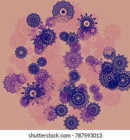 Outline Simple Mandalas. Ethnic Pattern for Card, Banner, Poster. Aztec or Mexican Medallions on Black Background. Cute Tribal Motif in Bright Colors