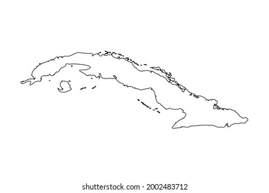 Outline Simple Map of Cuba