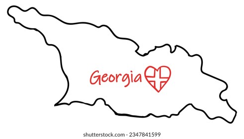 Outline Simple Map of Georgia on white background. Vector illustration.