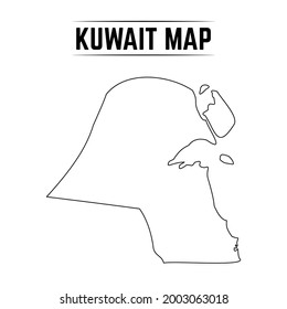 Outline Simple Map of Kuwait