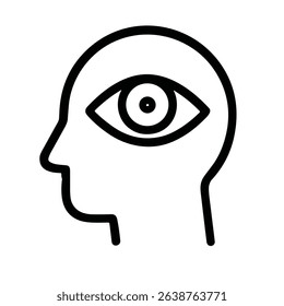 Outline Simple Minimalistic Head with Eye Symbol Sign Icon Graphic
