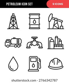 Outline Simple Oil Industry Element Icon Set Collection