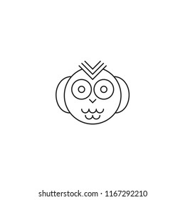 Outline simple owl icon, flat bird icon