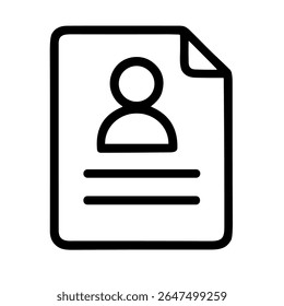 Outline Simple Person Profile Information Paper Document File Icon