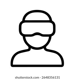 Descrição Simple Person Wearing VR Headset Technology Innovation Line Icon