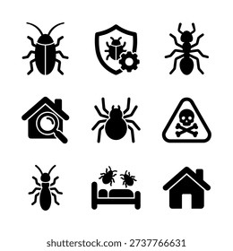 Outline Simple Pest Control Infestation Prevention and Extermination Glyph Icon Set