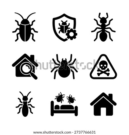Outline Simple Pest Control Infestation Prevention and Extermination Glyph Icon Set